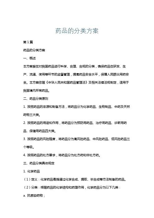 药品的分类方案