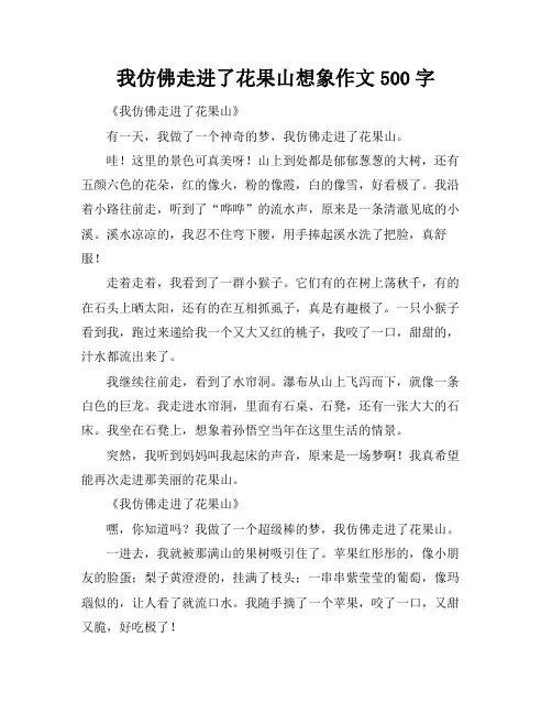 我仿佛走进了花果山想象作文500字