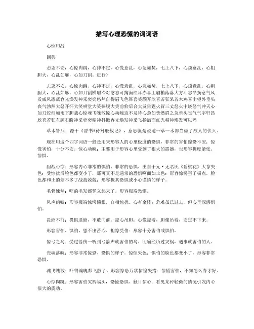 描写心理恐慌的词词语