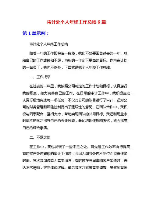 审计处个人年终工作总结6篇
