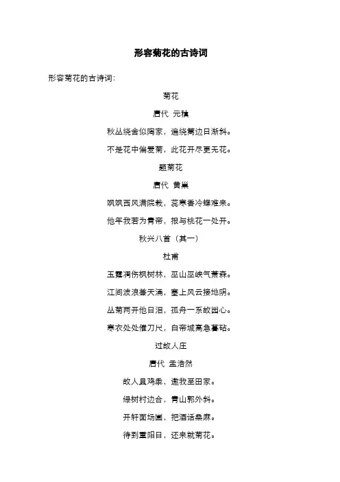 形容菊花的古诗词