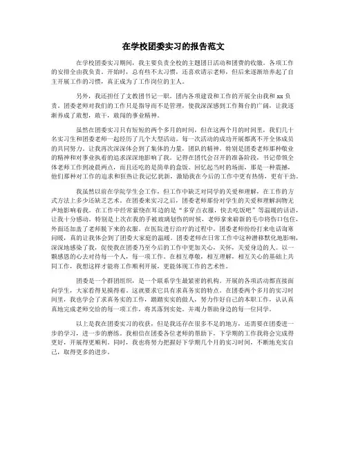 在学校团委实习的报告范文