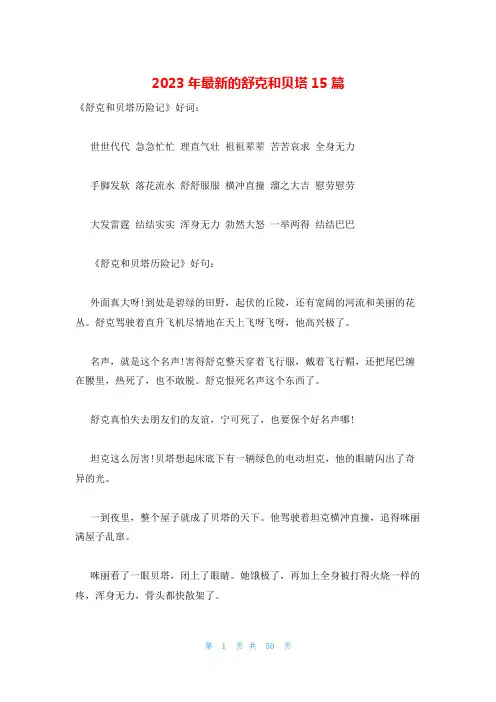 2023年最新的舒克和贝塔15篇