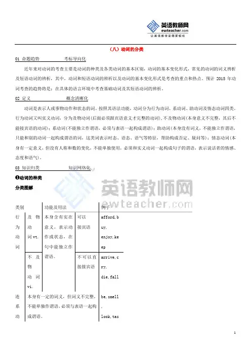 动词的分类(含答案)
