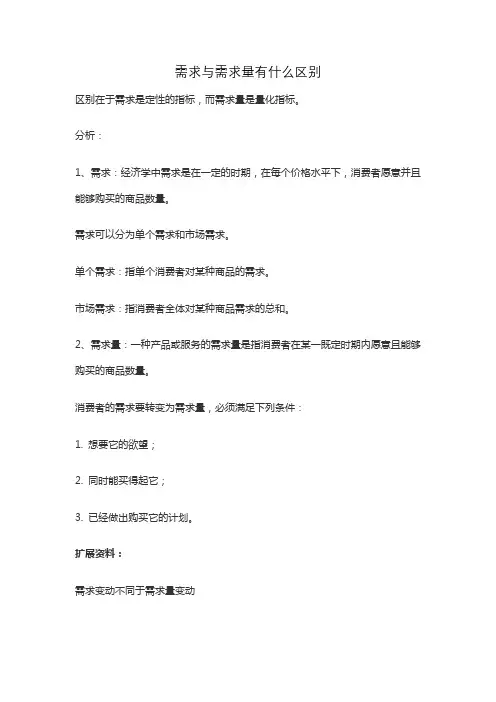 需求与需求量有什么区别
