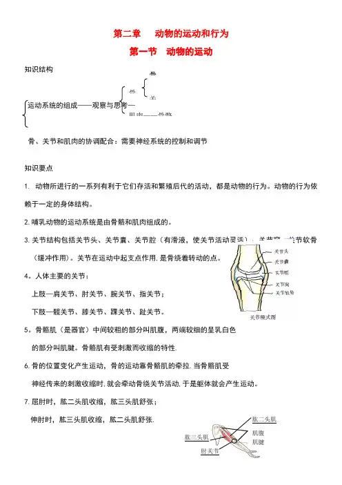 八年级生物上册第五单元第二章第一节动物的运动教案新人教版(最新整理)