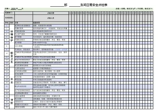 车间日常安全点检表
