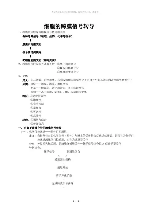 细胞的跨膜信号转导