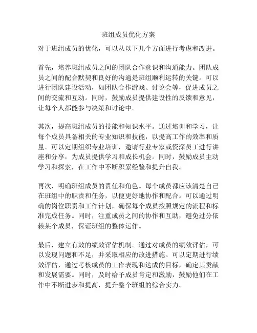 班组成员优化方案
