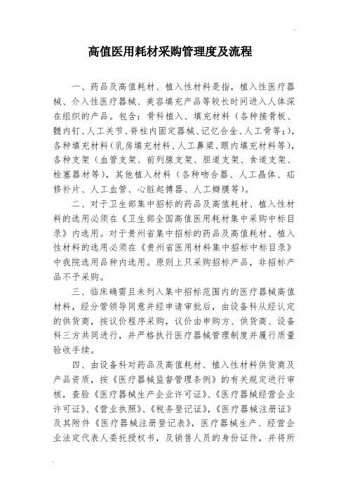 中医院高值耗材采购管理制度