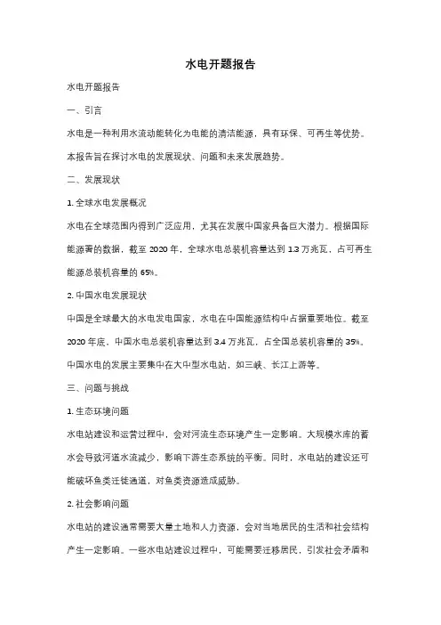 水电开题报告