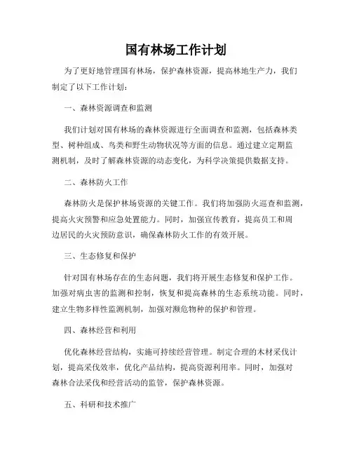 国有林场工作计划