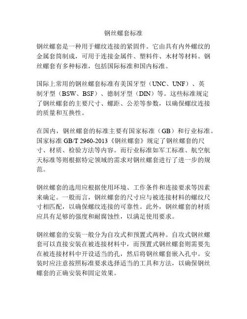 钢丝螺套标准