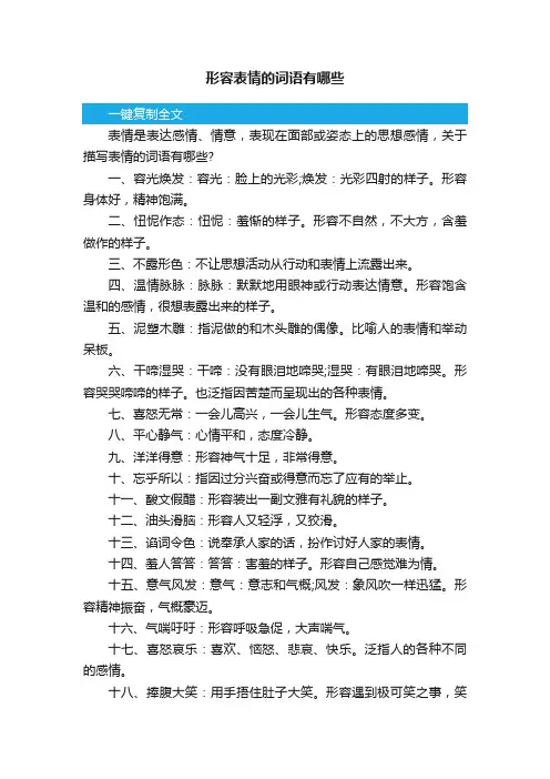 形容表情的词语有哪些