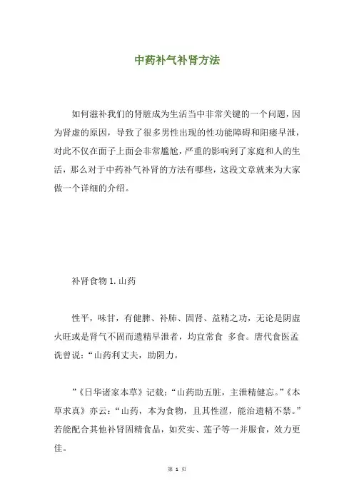 中药补气补肾方法