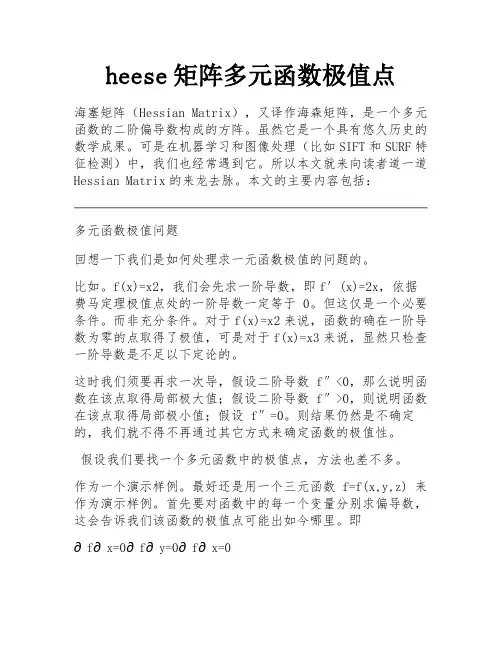 heese矩阵多元函数极值点
