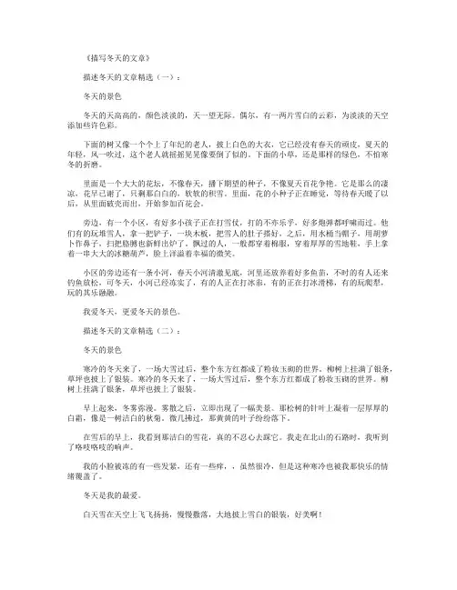 描写冬天的文章(精选10篇)_美文欣赏