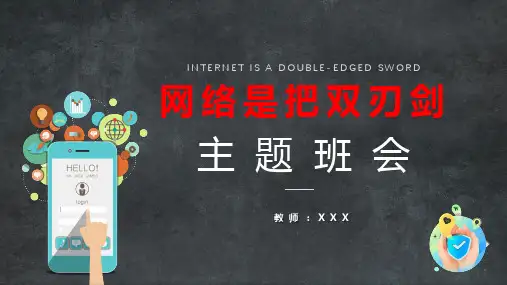 网络是一把双刃剑主题班会图文PPT课件模板