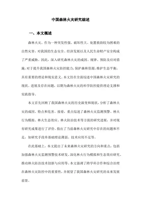 中国森林火灾研究综述