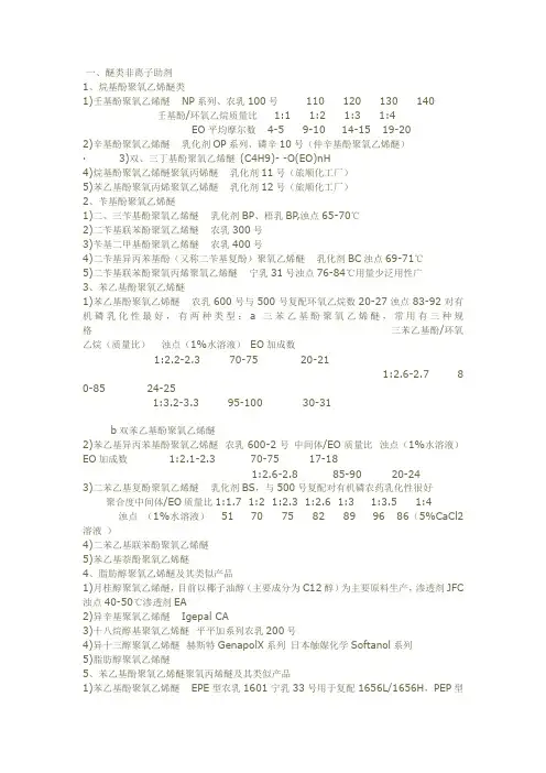 助剂分类和结构差异