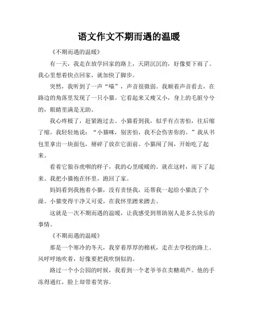 语文作文不期而遇的温暖