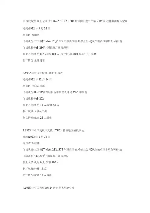 中国民航空难全记录(1982-2010)