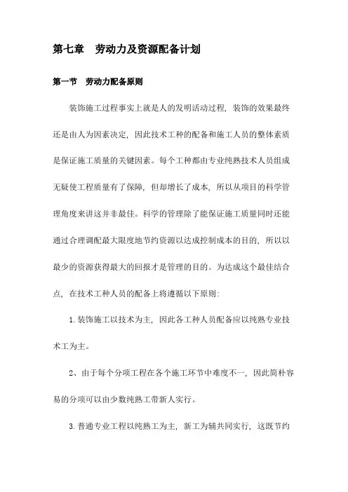 劳动力及资源配备计划