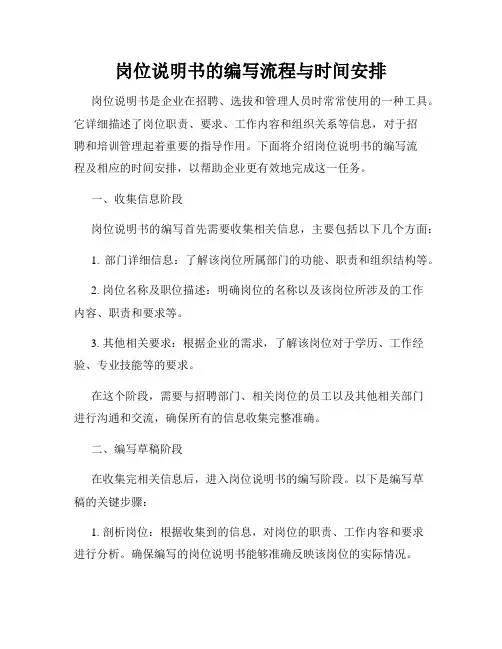 岗位说明书的编写流程与时间安排