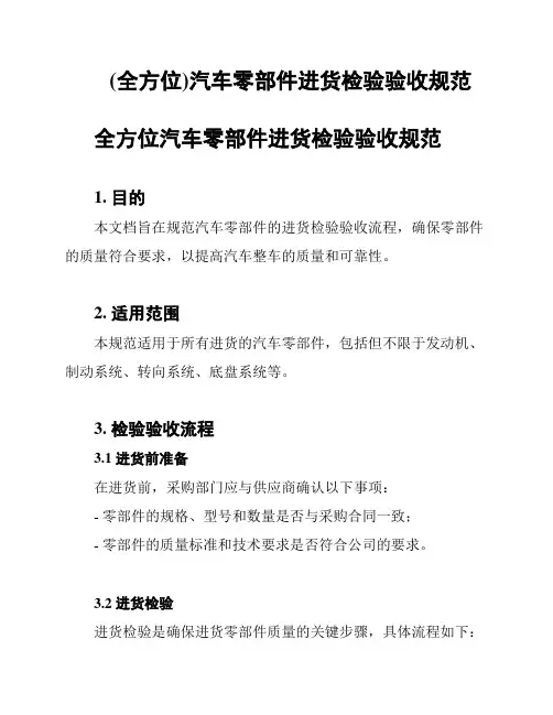 (全方位)汽车零部件进货检验验收规范