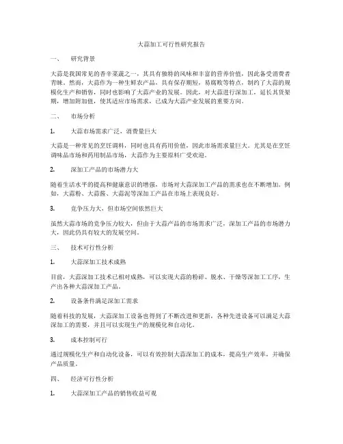 大蒜加工可行性研究报告