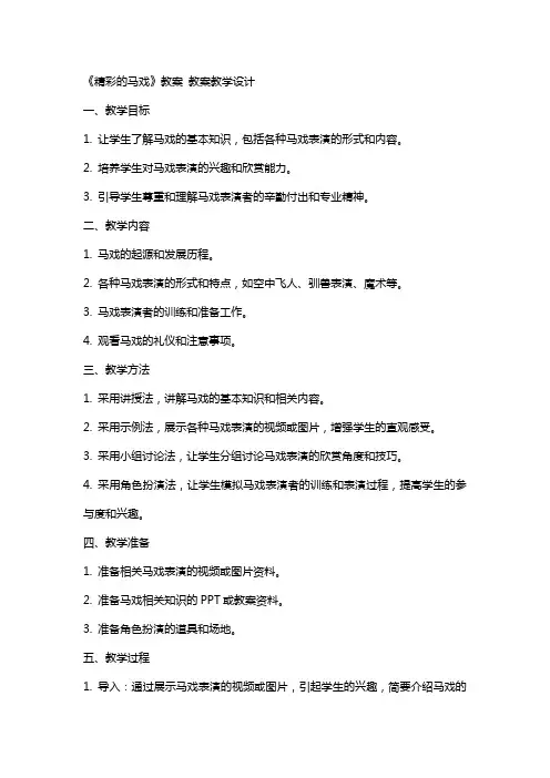 《精彩的马戏》教案 教案教学设计