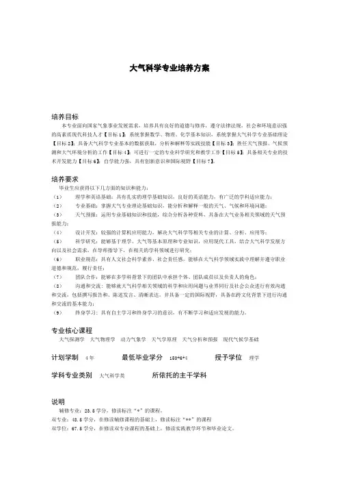 大气科学专业培养方案