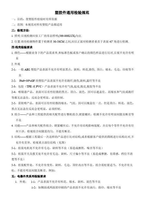 塑胶件检验规范