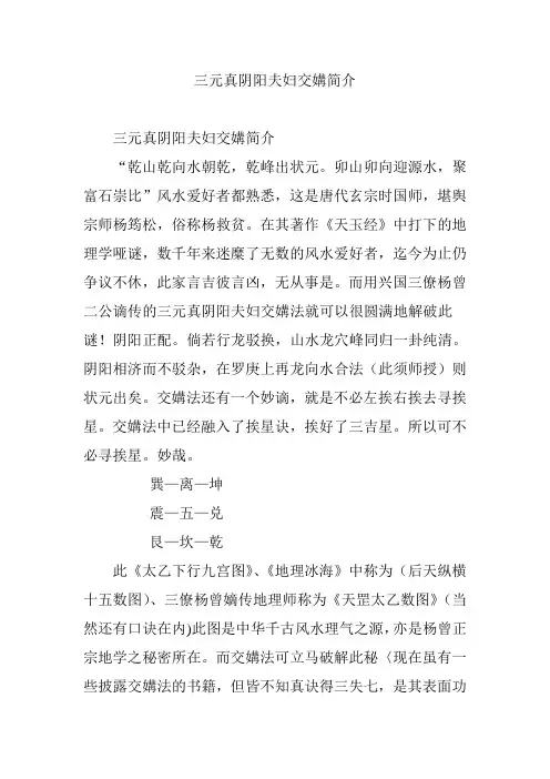 三元真阴阳夫妇交媾简介