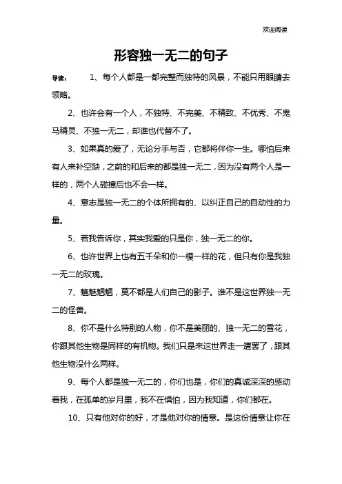 形容独一无二的句子