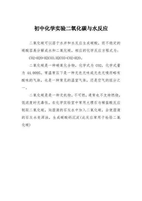 初中化学实验二氧化碳与水反应