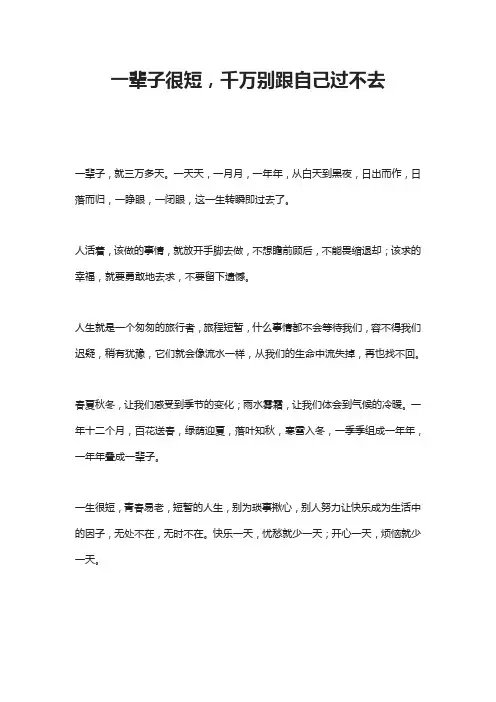 一辈子很短,千万别跟自己过不去