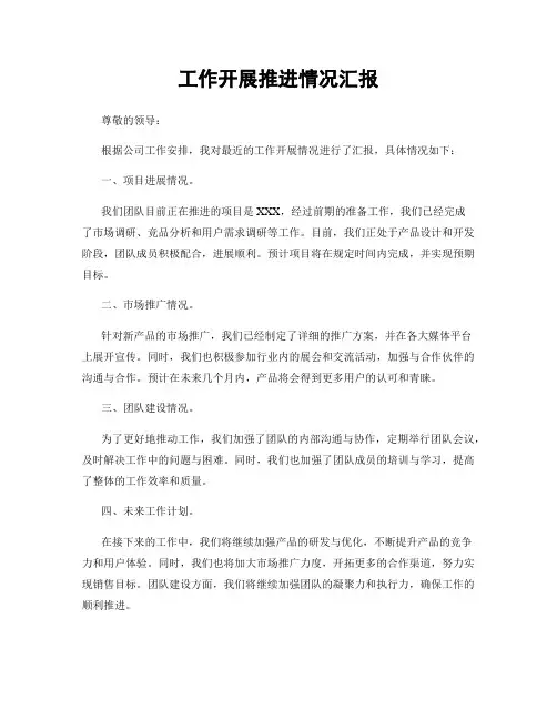 工作开展推进情况汇报