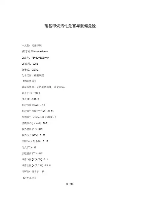 硝基甲烷活性危害与混储危险