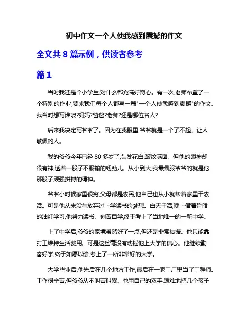 初中作文一个人使我感到震撼的作文