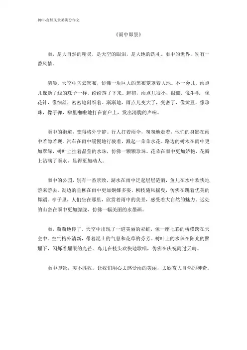 初中自然风景类满分作文-雨中即景