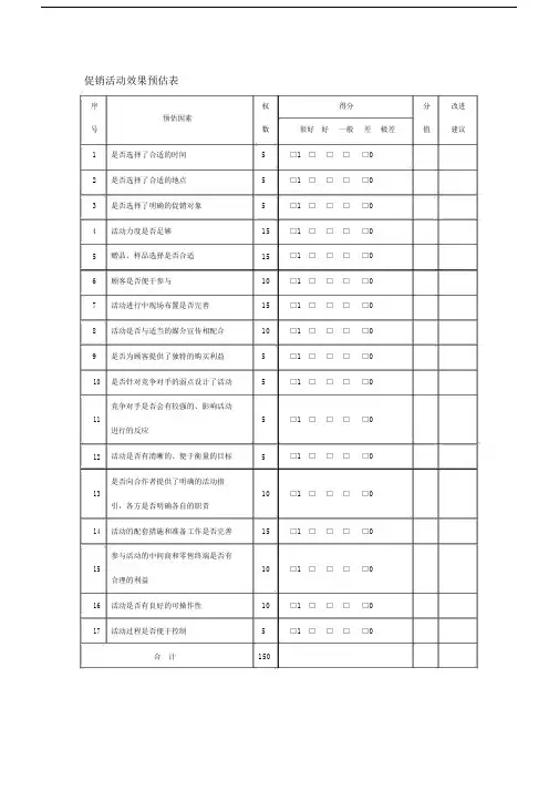 促销活动效果预估表格.doc