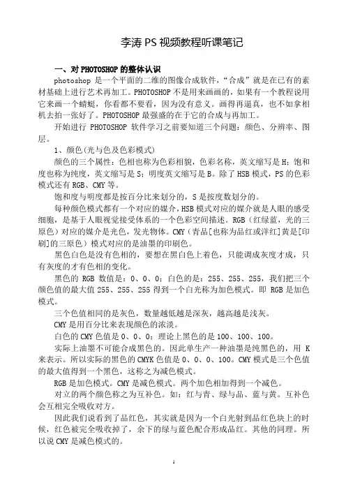 李涛PS视频教程听课笔记[1]