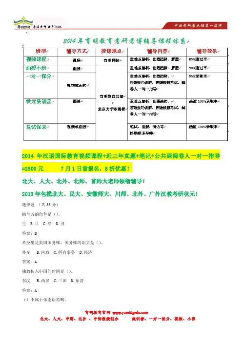2014年北京语言大学汉语国际教育参考书