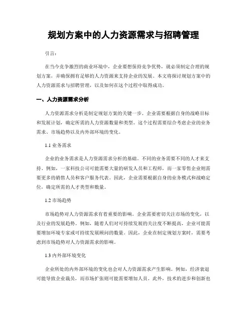规划方案中的人力资源需求与招聘管理