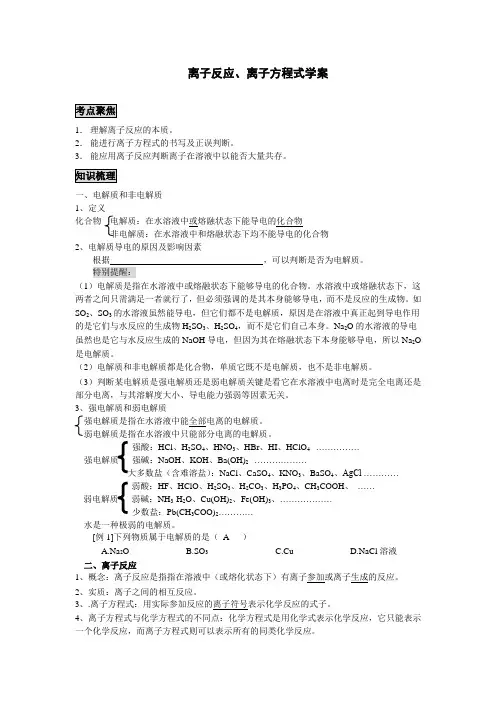 高考复习考点离子反应知识点及配套练习