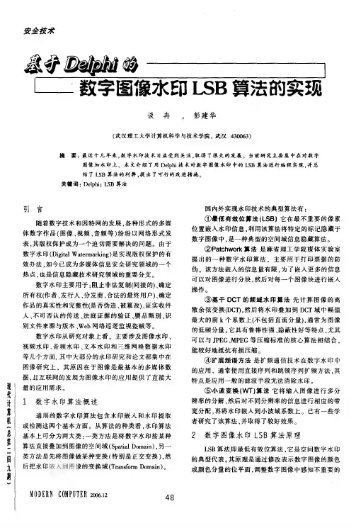 基于Delphi的数字图像水印LSB算法的实现 2