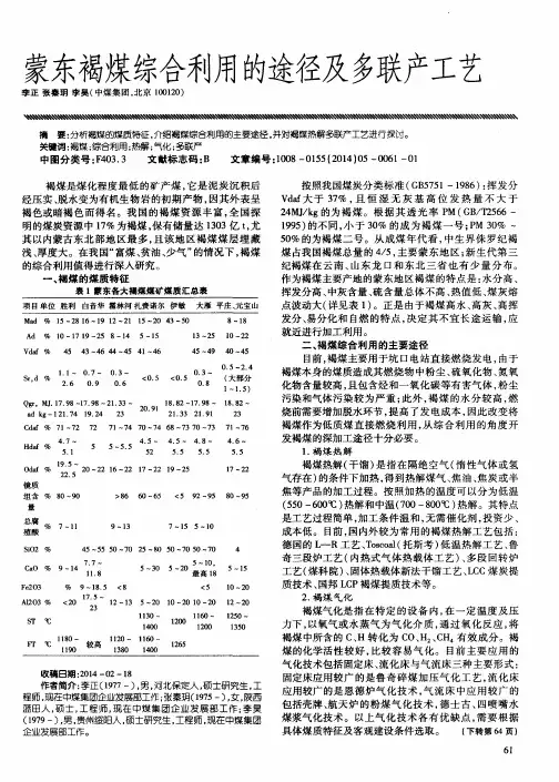 蒙东褐煤综合利用的途径及多联产工艺