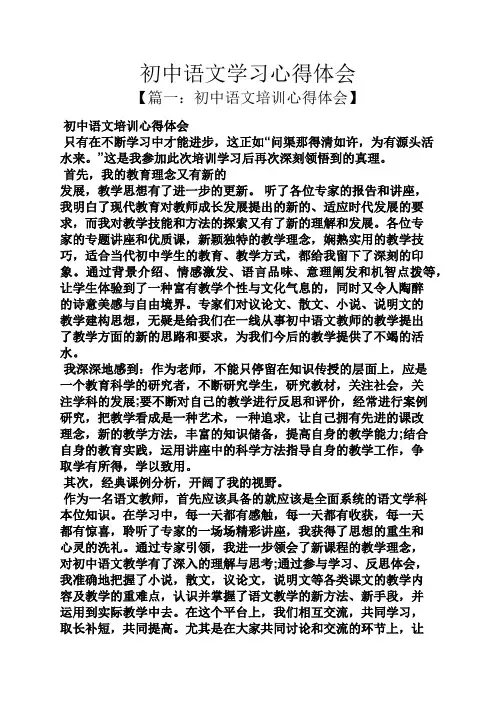 初中语文学习心得体会