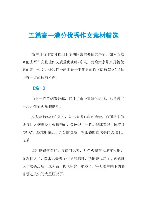 五篇高一满分优秀作文素材精选